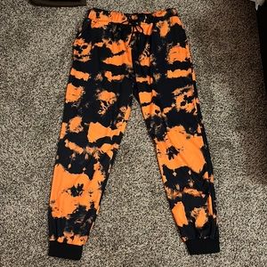 Mens medium black and orange shein joggers